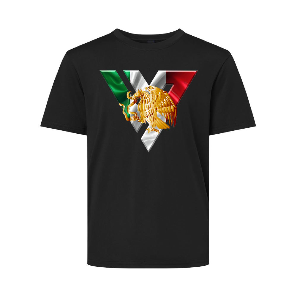 VARGAS BOXING PERFORMANCE TEE - YOUTH MEX FLAG - BLACK