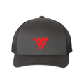 V LOGO TRUCKER HAT- CHARCOAL/BLACK