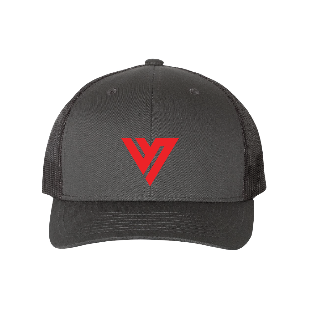 V LOGO TRUCKER HAT- CHARCOAL/BLACK