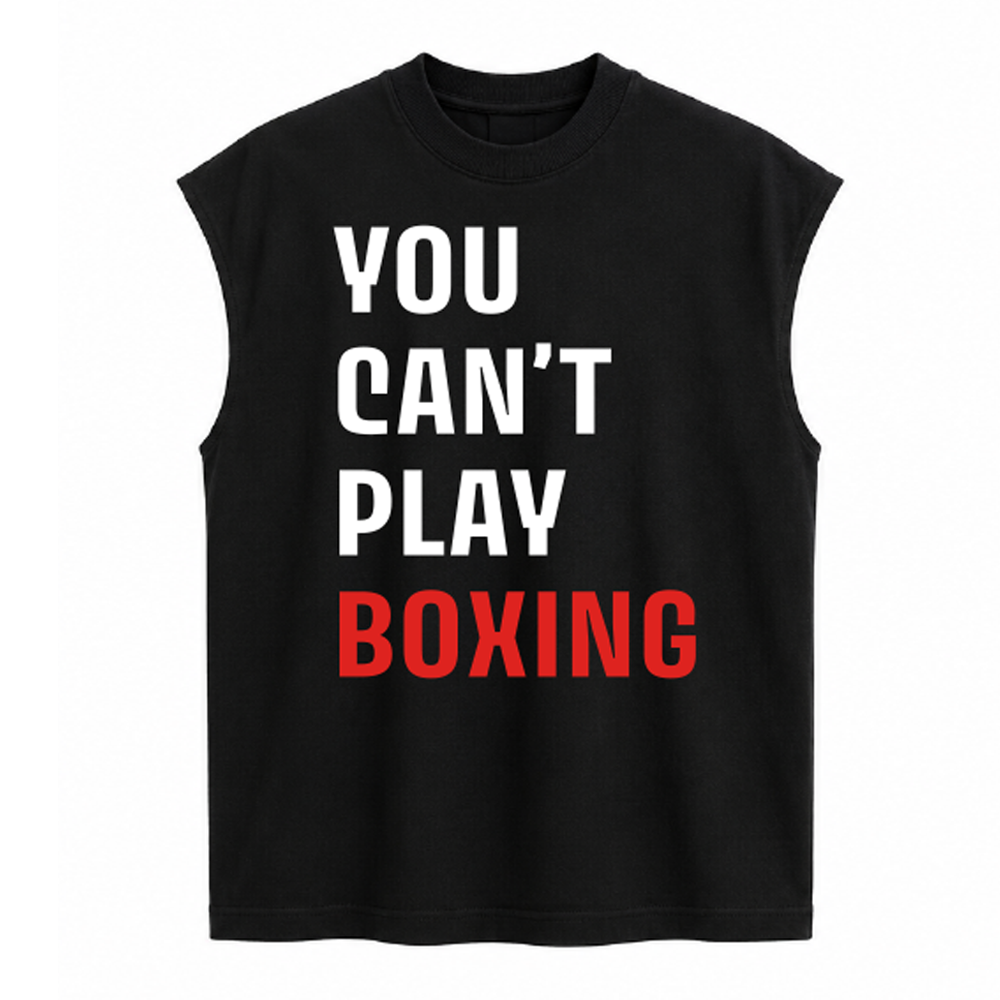 "YOU CAN'T PLAY BOXING" OVERSIZED TANK - BLACK